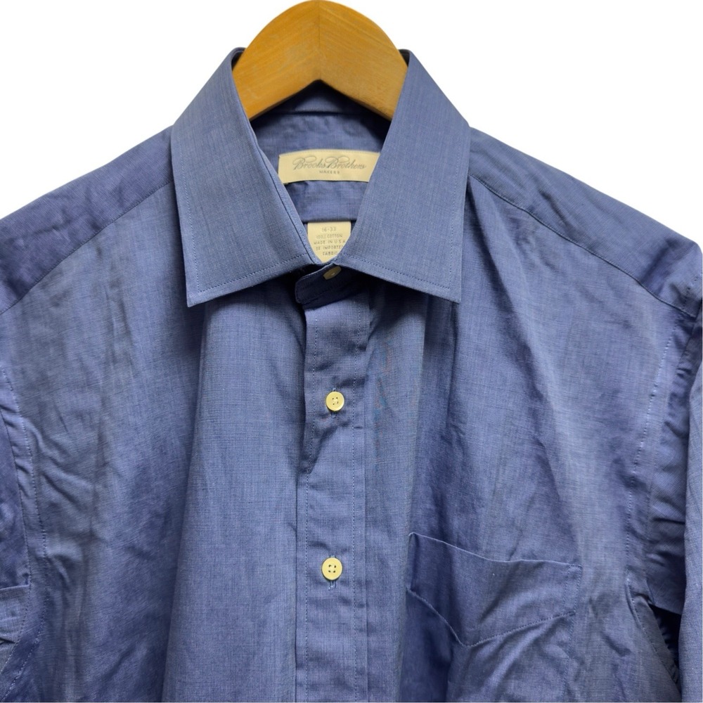 Brooks Brothers Makers NEW Men's 16/33 Blue Button Front Cotton Dress Shirt USA